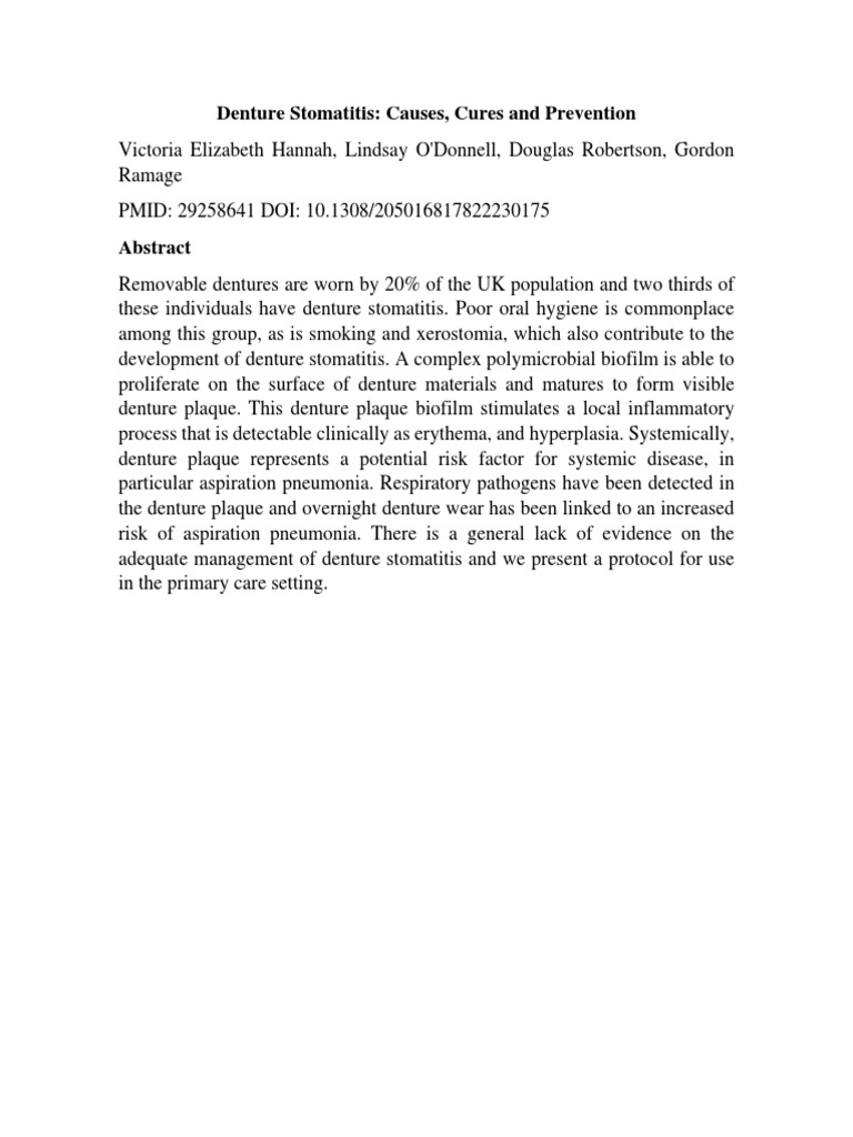 Denture stomatitis pdf
