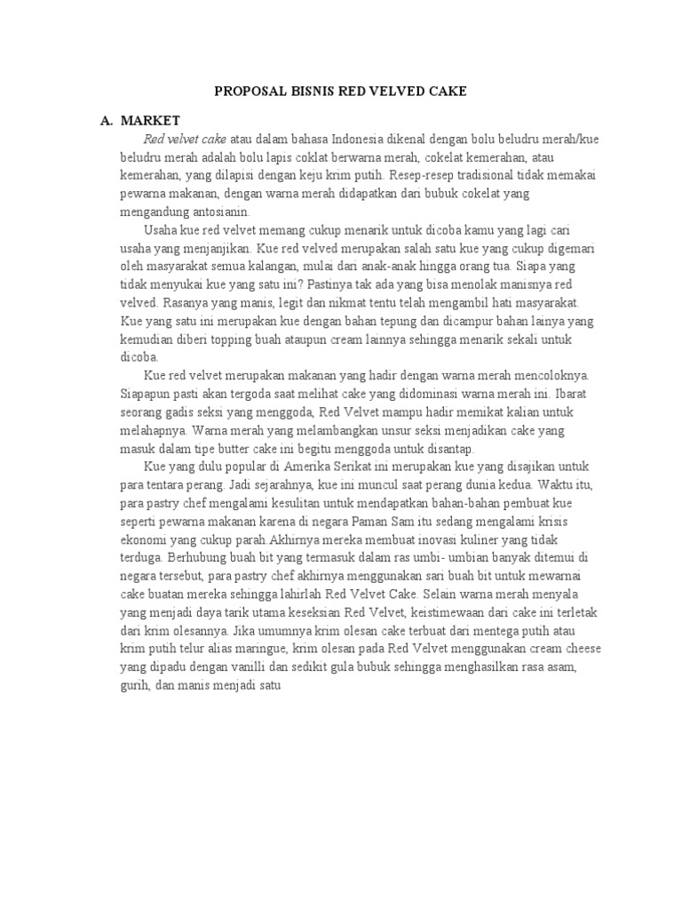 Proposal Bisnis Red Velved Cake 1 Pdf