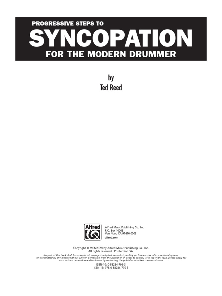 Syncopation PDF PDF Drum Kit Music Theory