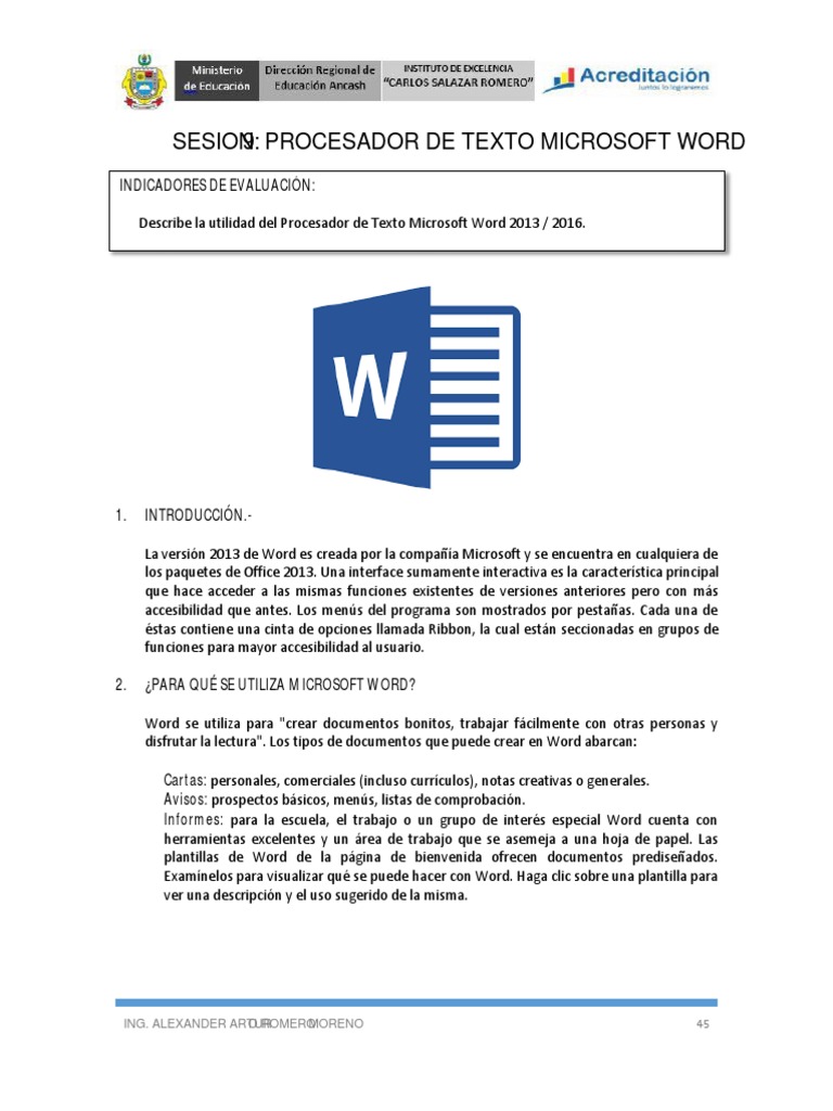 Procesador de Texto Microsoft Word | PDF | Microsoft Word | Microsoft