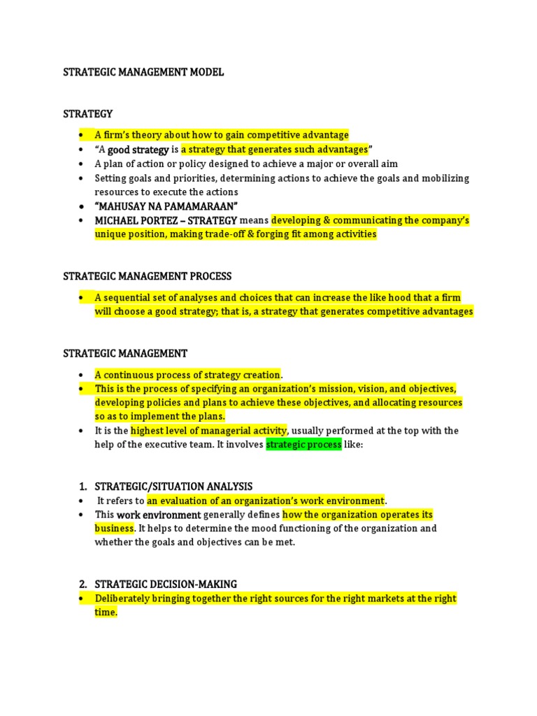 Strategic Management Process Overview | PDF | Strategic Management | Policy