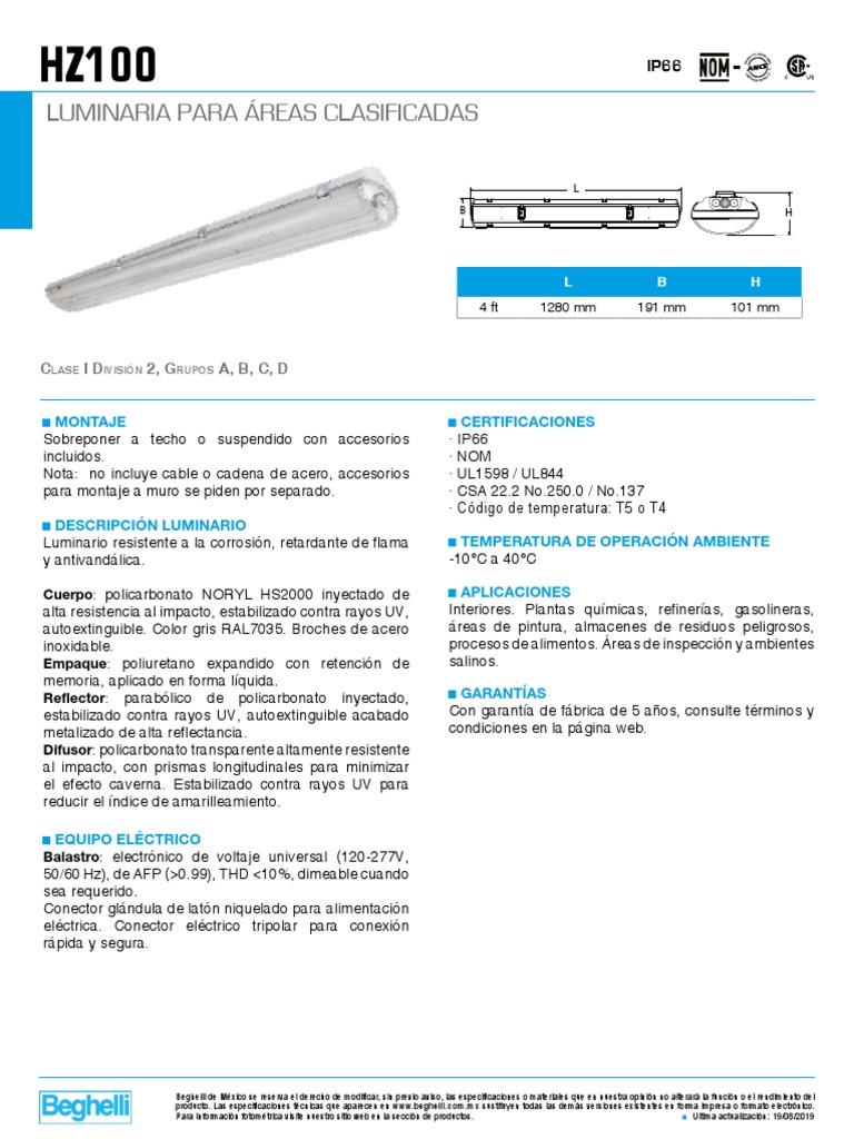 Luminario IP66 para Áreas Clasificadas | PDF | Química | Materiales