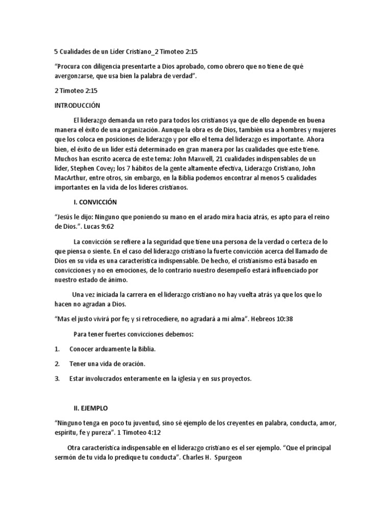 5 Cualidades de un Líder Cristiano | PDF | Liderazgo | Paciencia