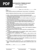 Acta de Compromiso Estudiantil para Su Sociabilizacion