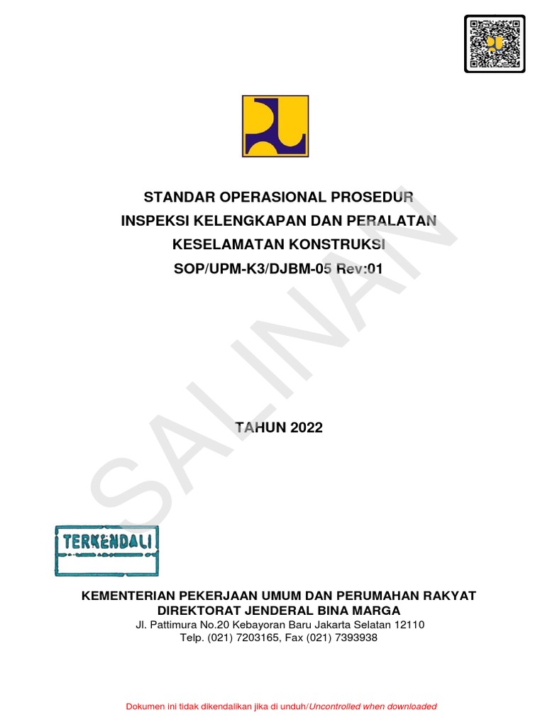 Tentang Inspeksi Kelengkapan Dan Peralatan Keselamatan Konstruksi Pdf