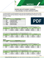 Notice: Revised Trading and Settlement Schedule Due To Split of Deliverable Future Contracts (DFC)