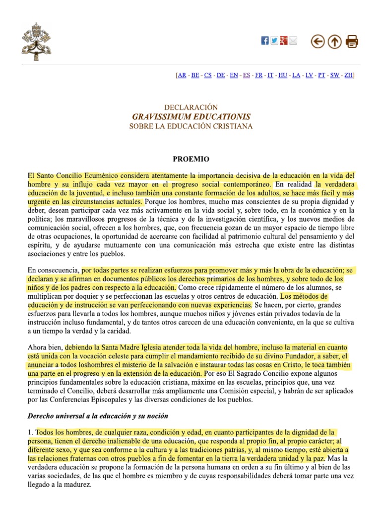 Gravissimum Educationis | PDF