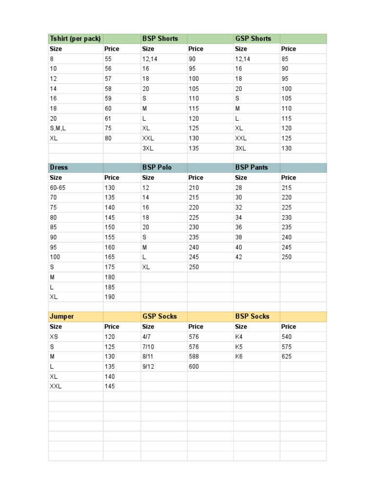 Price Sheet - Sheet1 | PDF