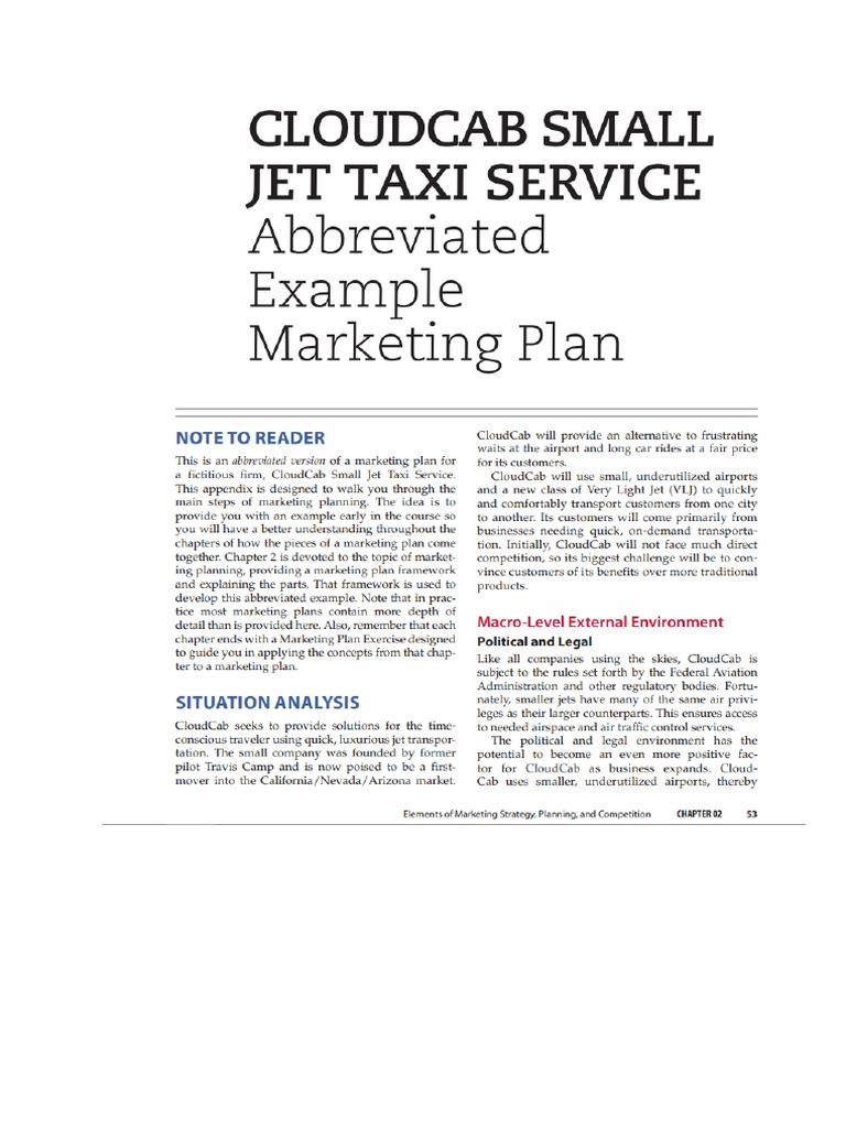 Marketing Plan Cloud Cab Abbreviated | PDF