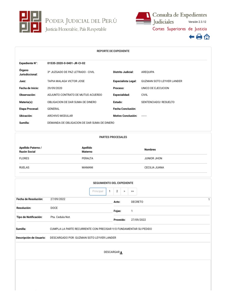 CEJ - Consulta de Expedientes Judiciales - Detalle de La Busqueda de