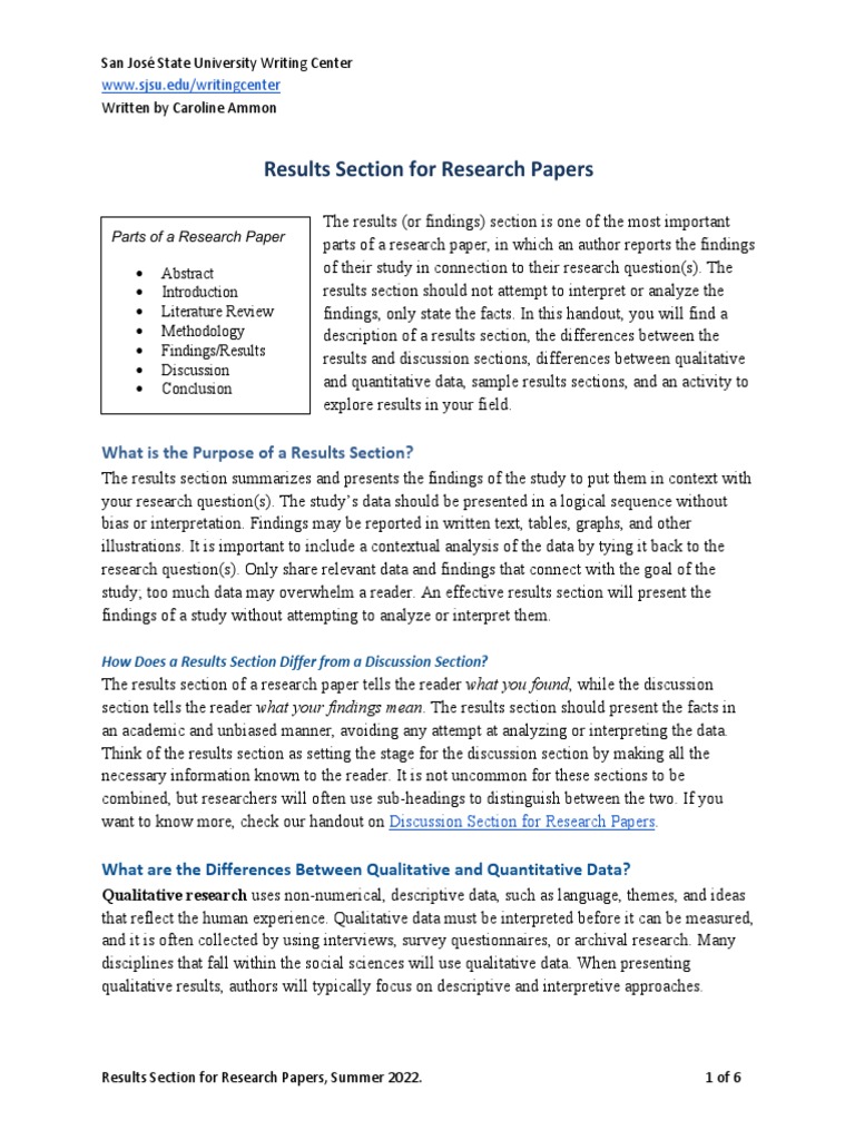 Results Section For Research Papers | PDF | Quantitative Research | Data
