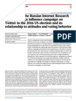 Nature Article On Effects of Russian Messaging in 2016