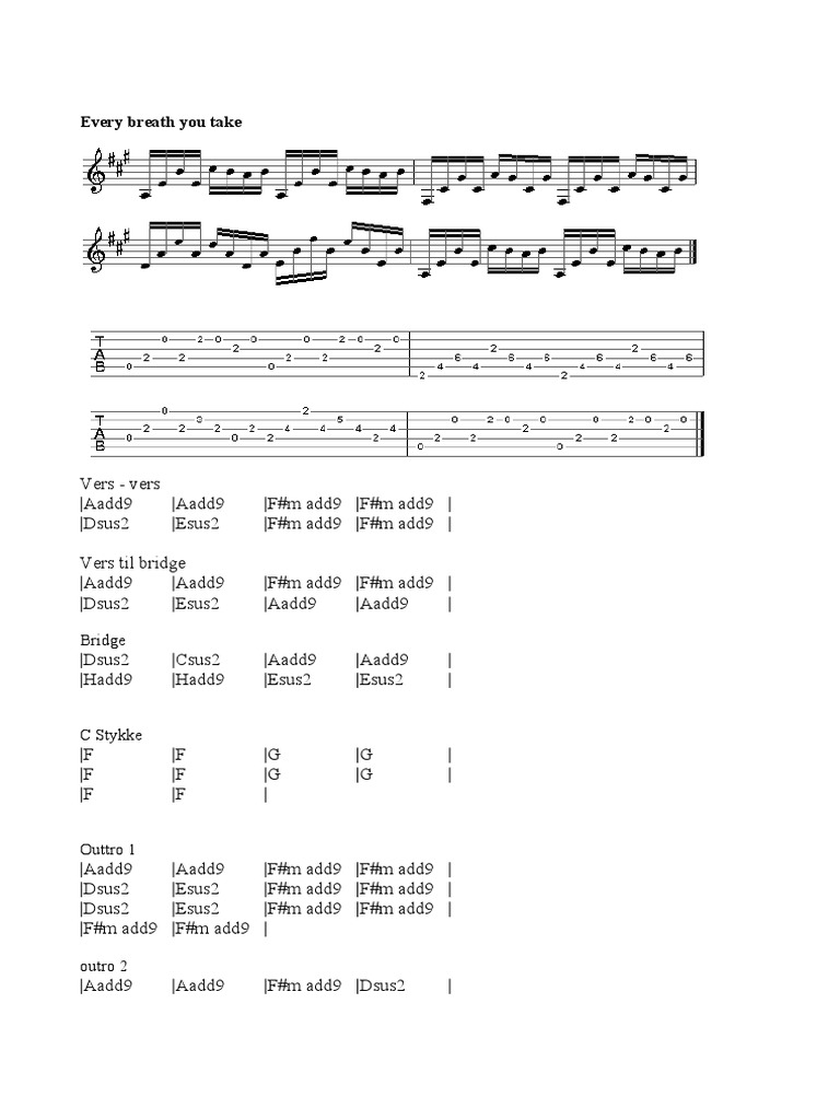 Every Breath You Take Guitar Tabs | PDF