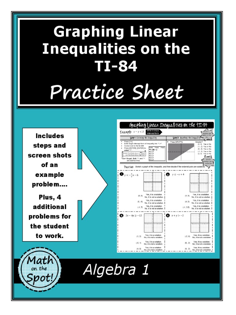 Graphing Linear Inequalities On The TI84 Practice Sheet PDF