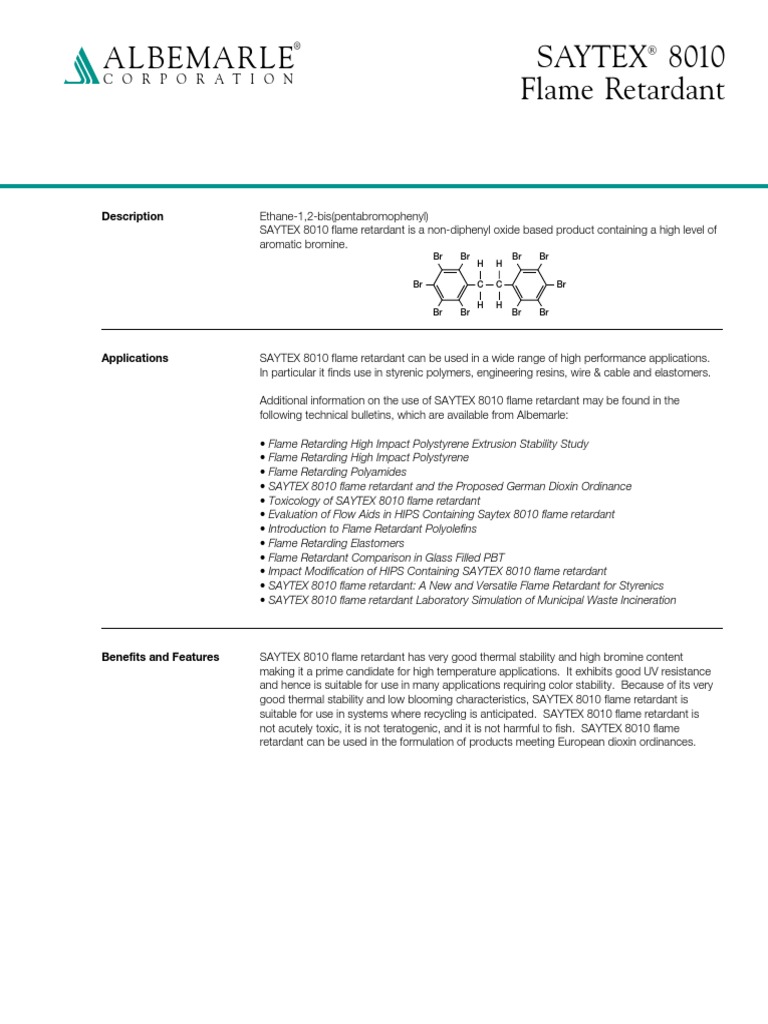 bc1005f SAYTEX 8010 Flame Retardant PDF Polystyrene Materials