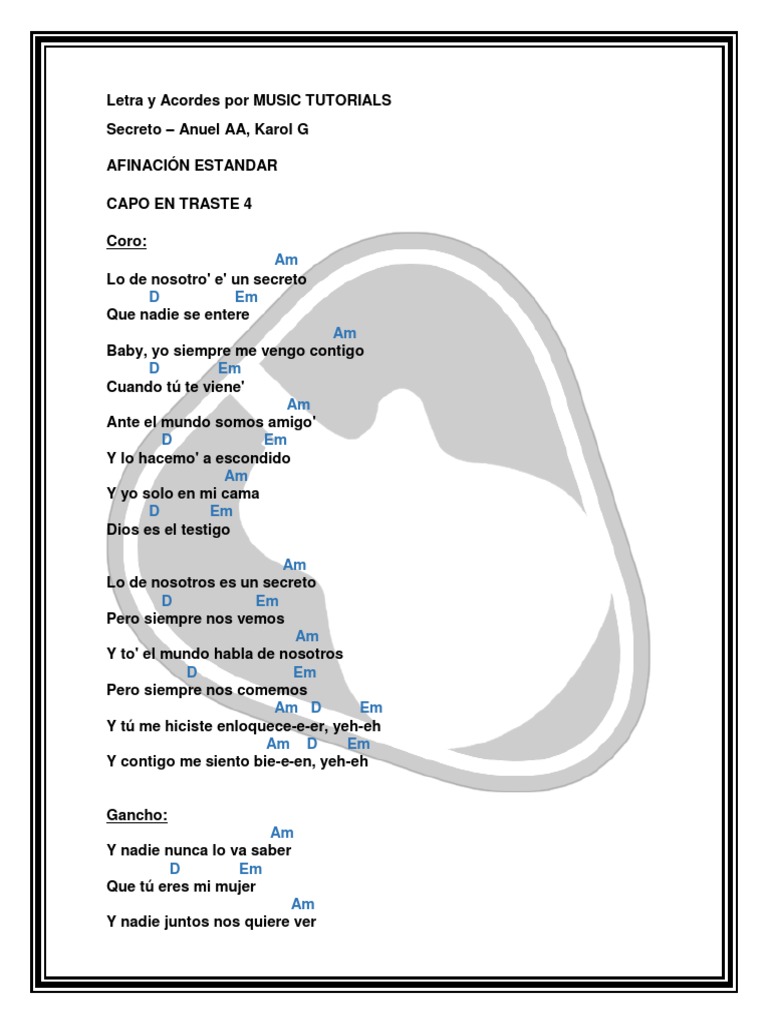 Secreto Anuel Aa Karol G Letra Y Acordes By Musictutorials Pdf