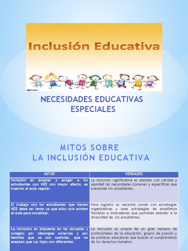 Mitos y realidades de la inclusión educativa | PDF | Inclusión ...