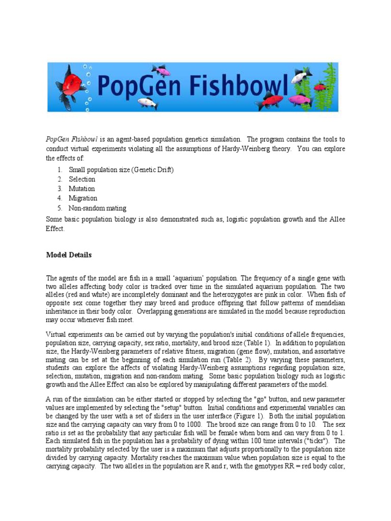 Pop Gen Fishbowl Directions | PDF | Population | Fitness (Biology)