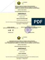 Sertifikat: Pusat Pengembangan Sumber Daya Manusia Geologi, Mineral Dan Batubara