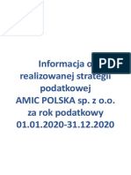 Informacja Z Realizacji Strategii Podatkowej Za Rok Podatkowy 2020