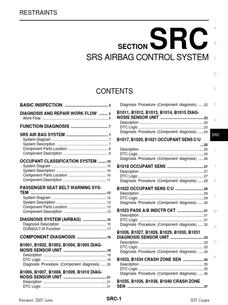 Srs Nissan | PDF | Airbag | Seat Belt