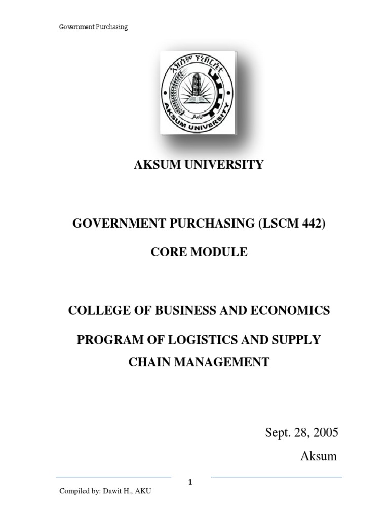 Ethiopian Government Purchasing Guide | PDF | Procurement | Market ...
