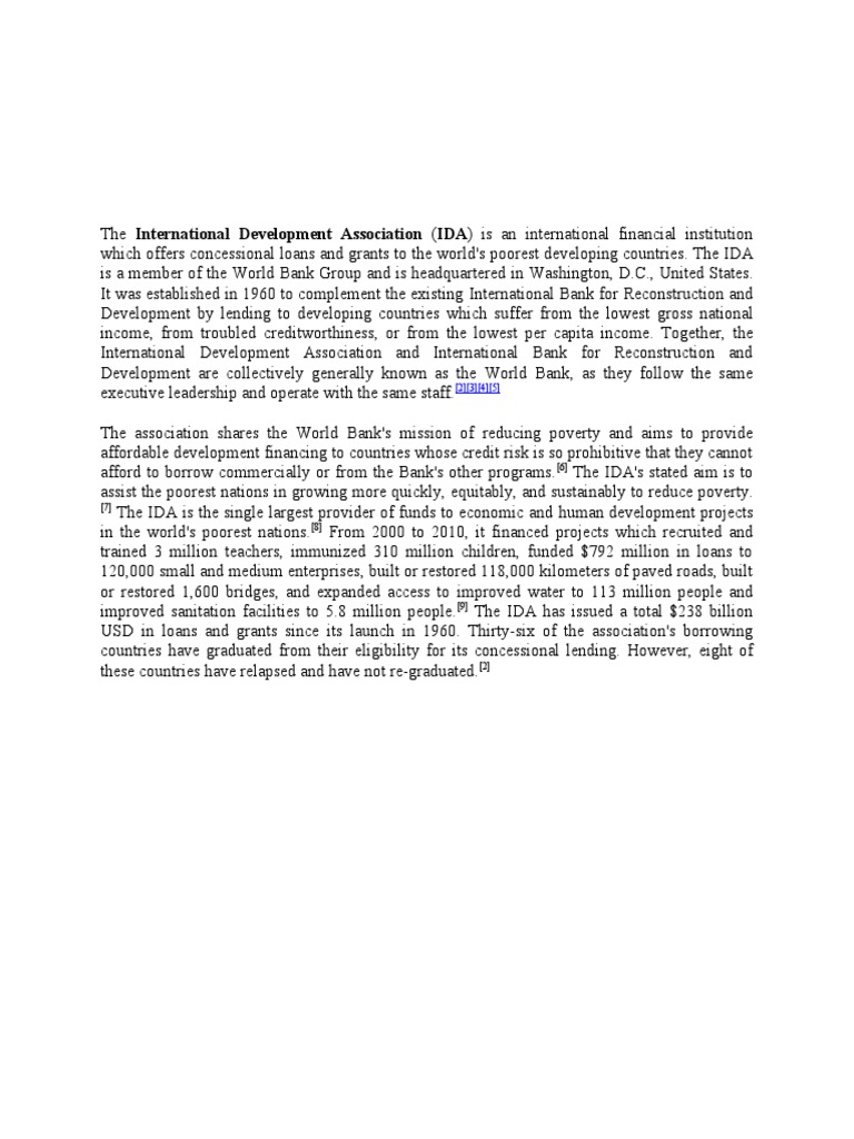 The International Development Association | PDF