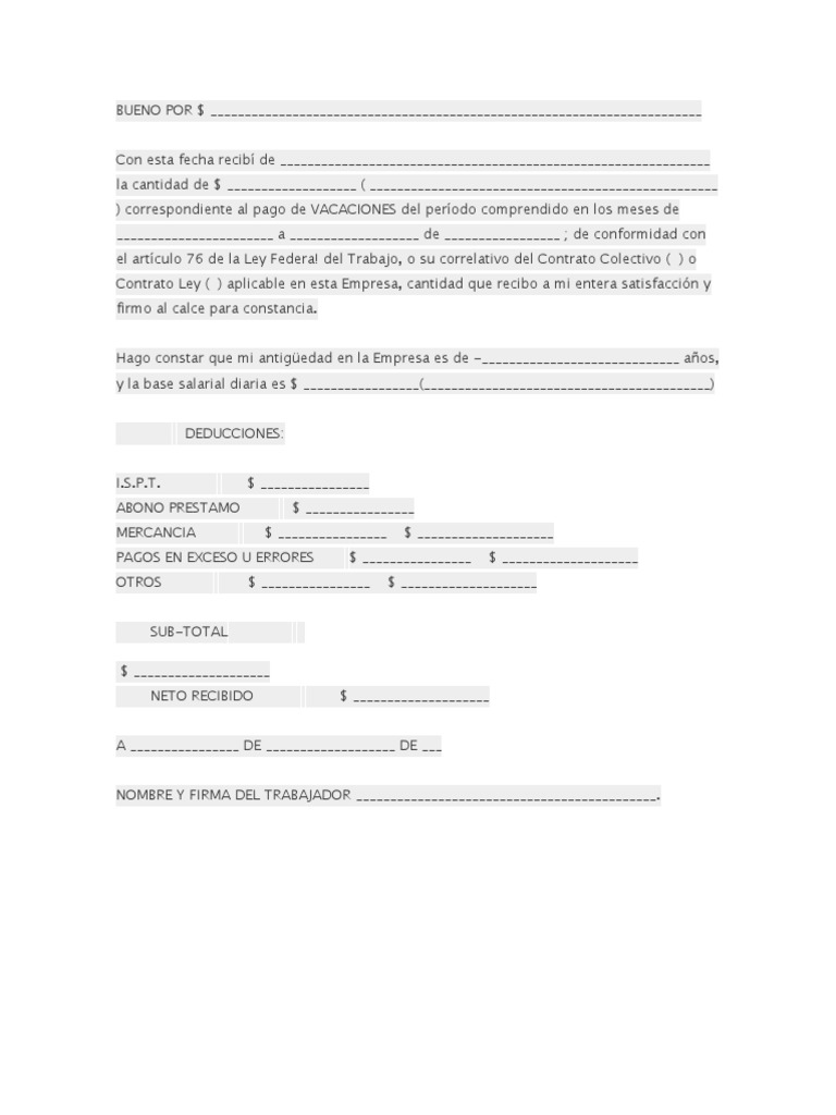 Recibo Vacaciones | PDF