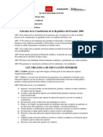Artículos de La Constitución de La República Del Ecuador 2008