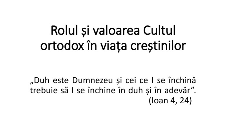 Cultul Ortodox - Partea 1 | PDF