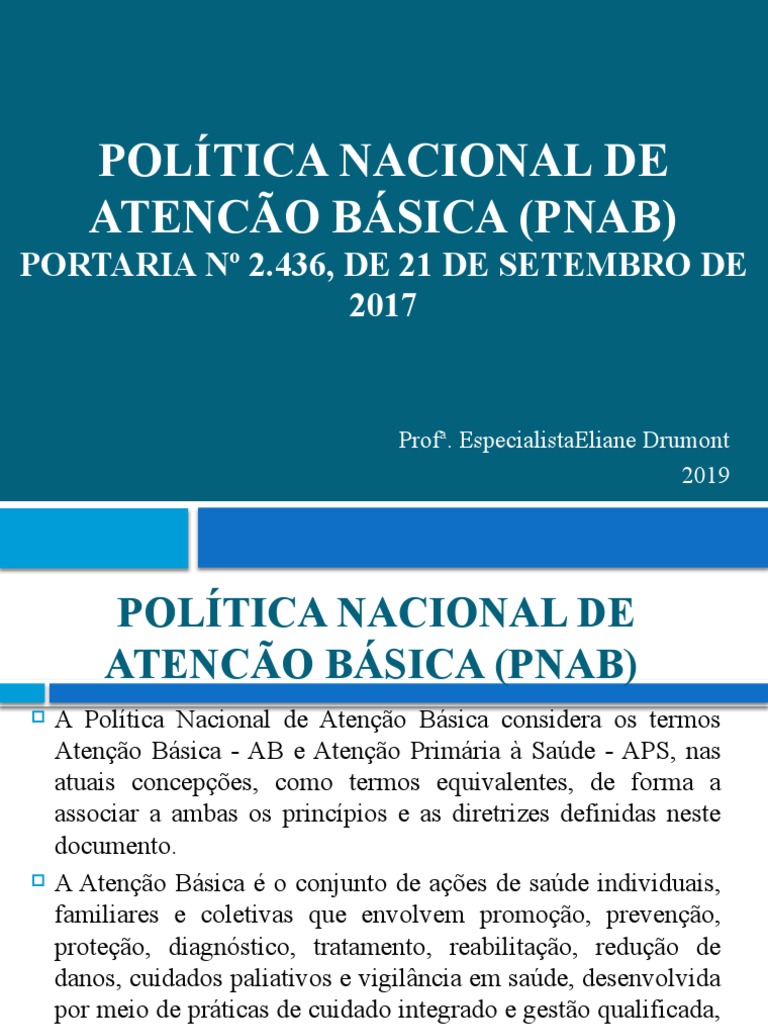 Política Nacional de Atencão Básica (Pnab) | PDF | Enfermagem ...