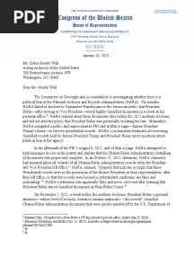 2023-01-10 - Letter - NARA - Biden Classified Docs