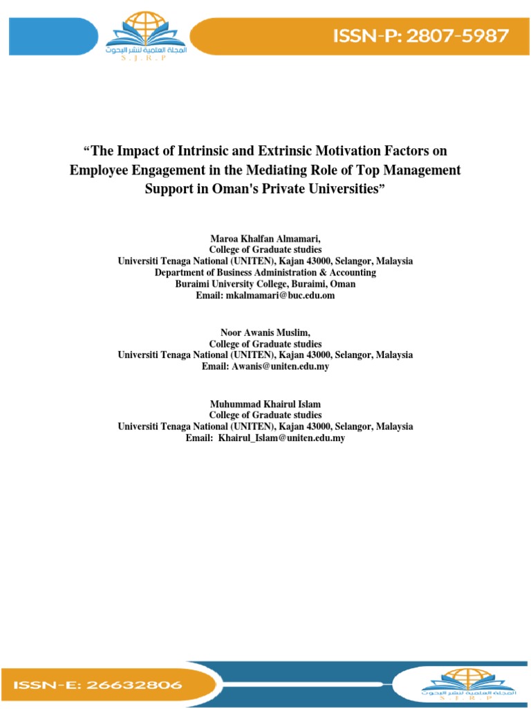 The Impact of Intrinsic and Extrinsic Motivation Factors | PDF ...