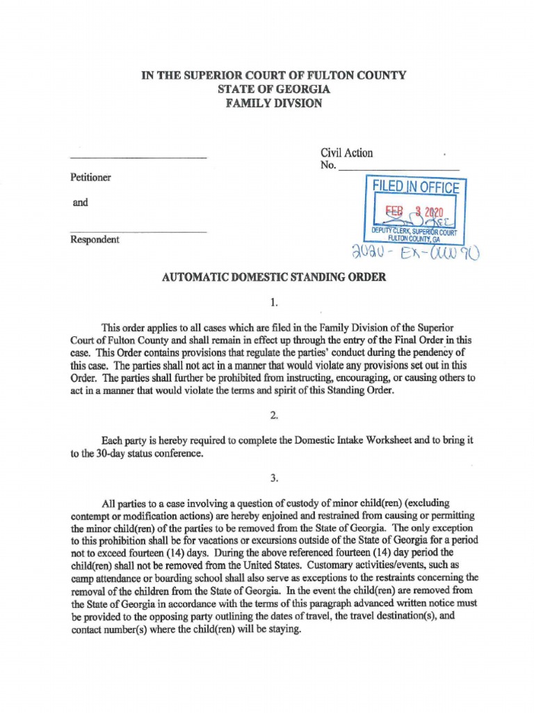 Automatic Domestic Standing Order | PDF | Contempt Of Court | Insurance