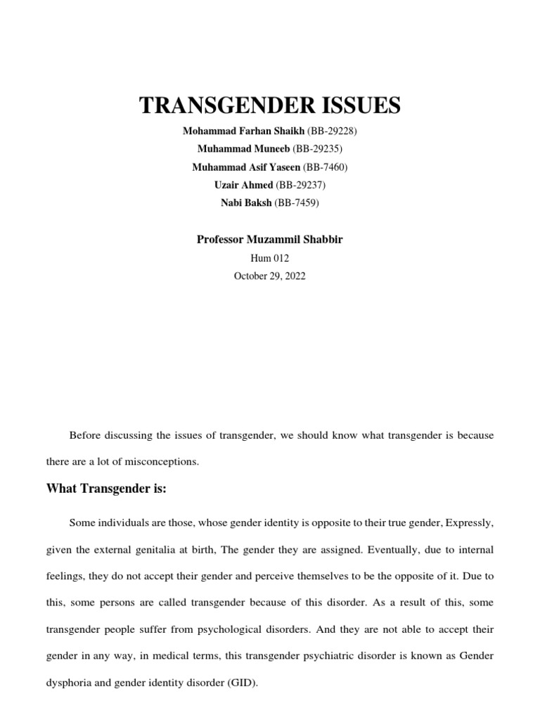 Understanding Transgender Issues and Misconceptions | PDF | Transgender ...