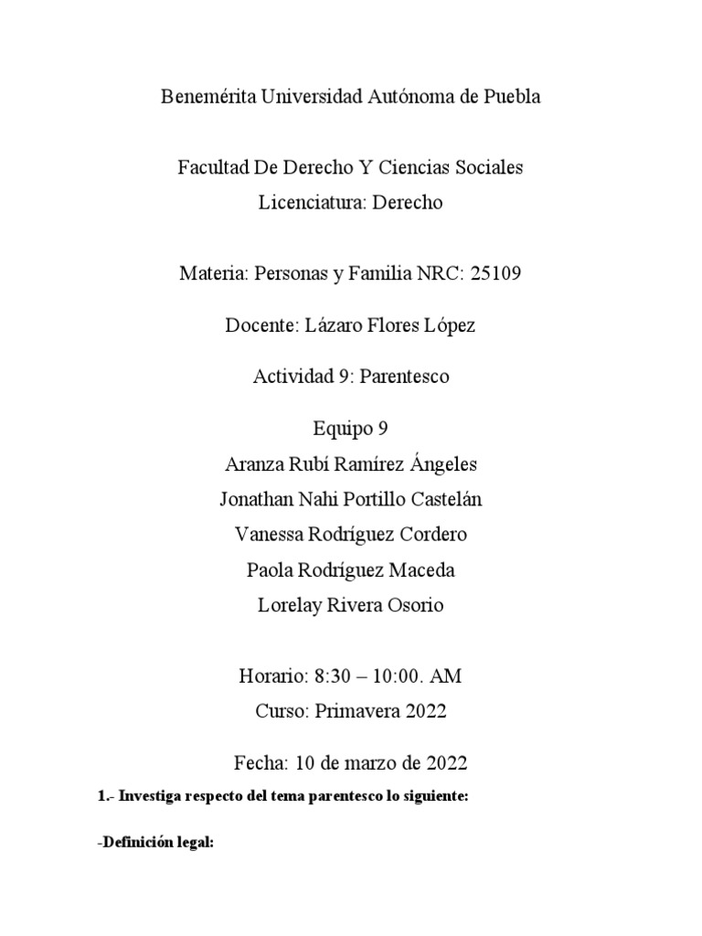 Actividad 9 parentesco pdf parentesco genealog a