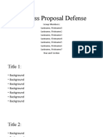 Business Proposal Defense