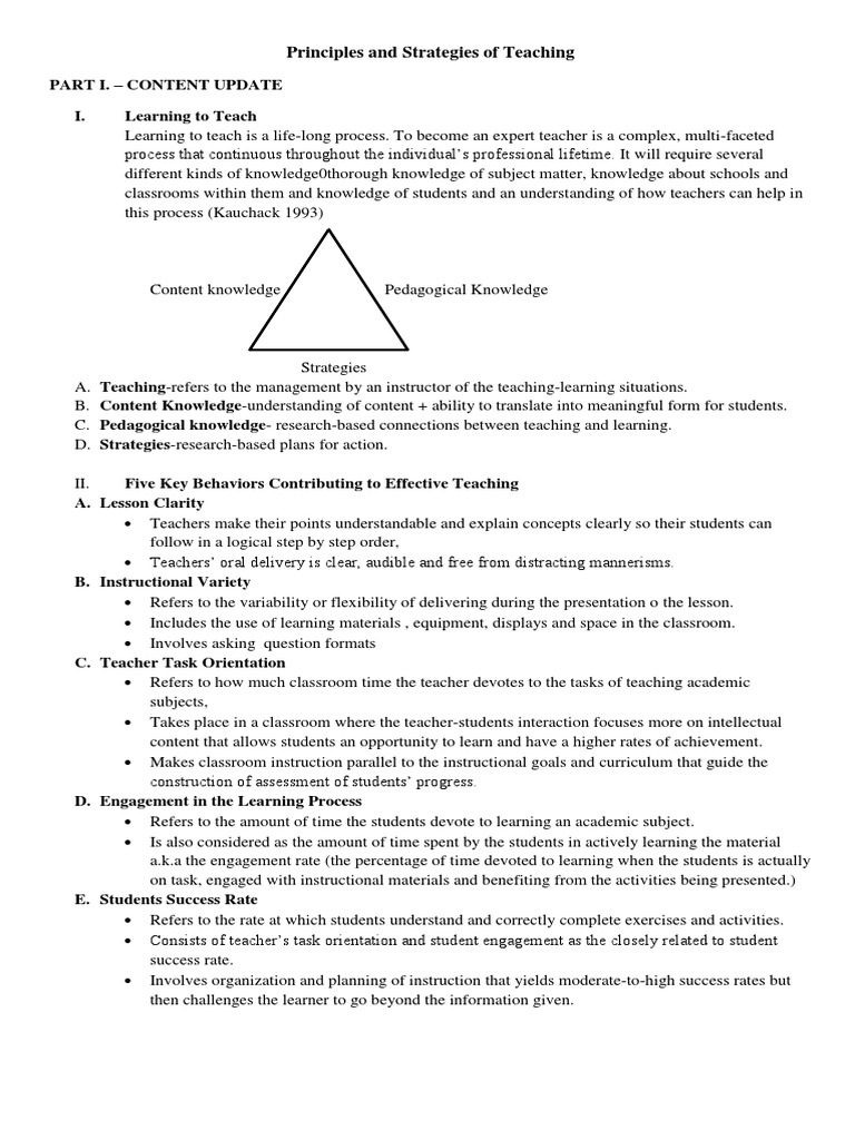 Teaching Principles and Strategies Overview | PDF | Teaching Method ...
