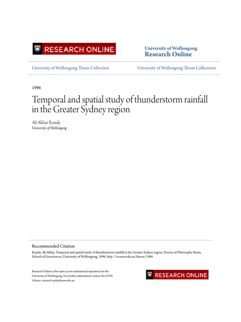 Temporal and Spatial Study of Thunderstorm Rainfall in The Greate | PDF ...