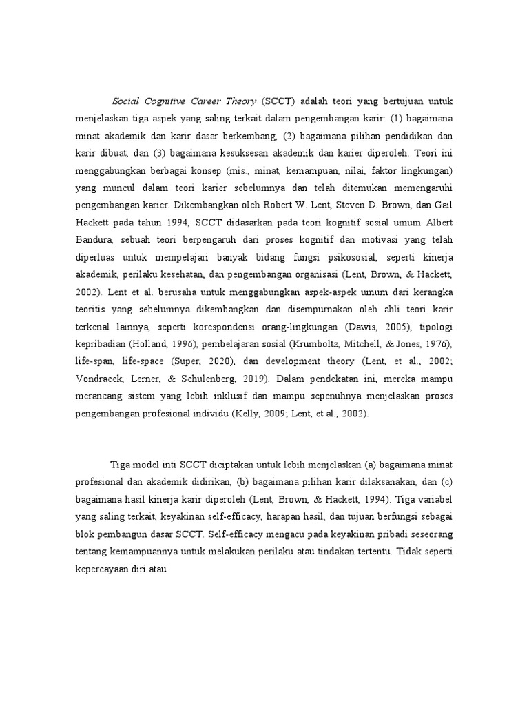 Teori Social Cognitive Career Theory | PDF
