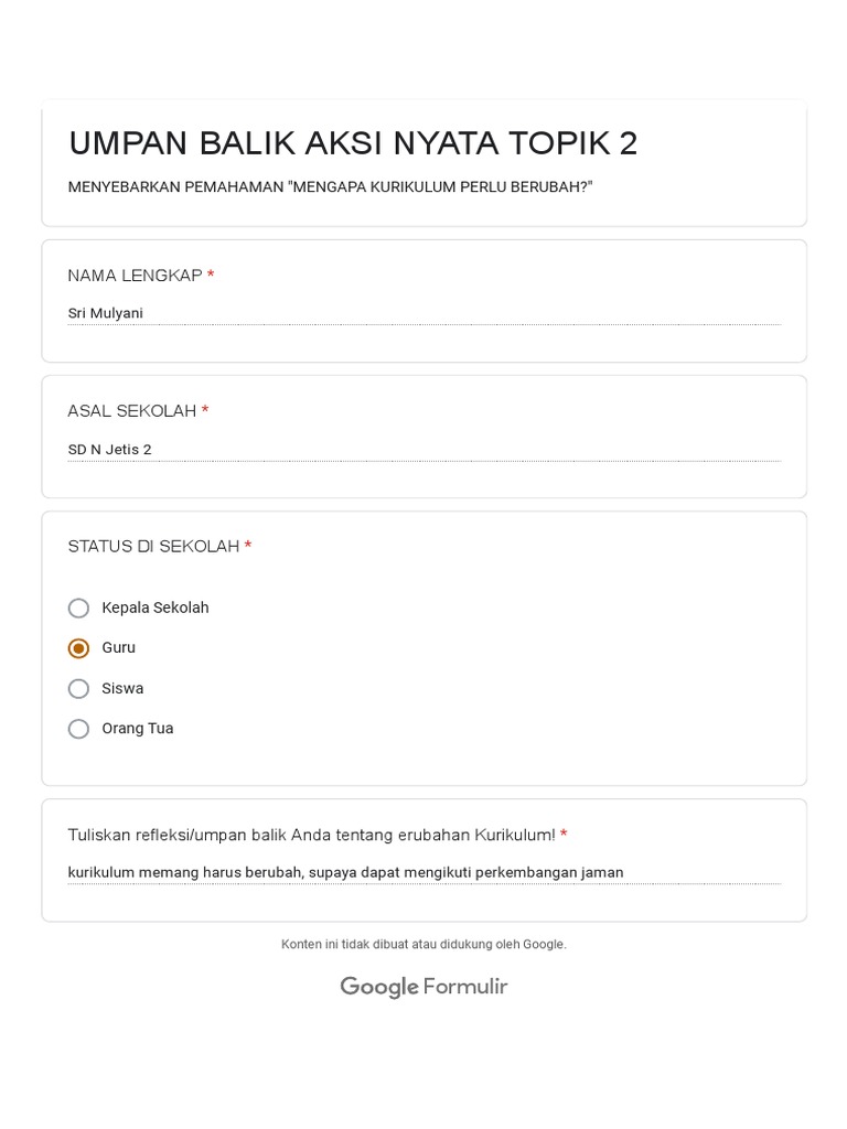 Formulir Tanpa Judul Google Formulir PDF