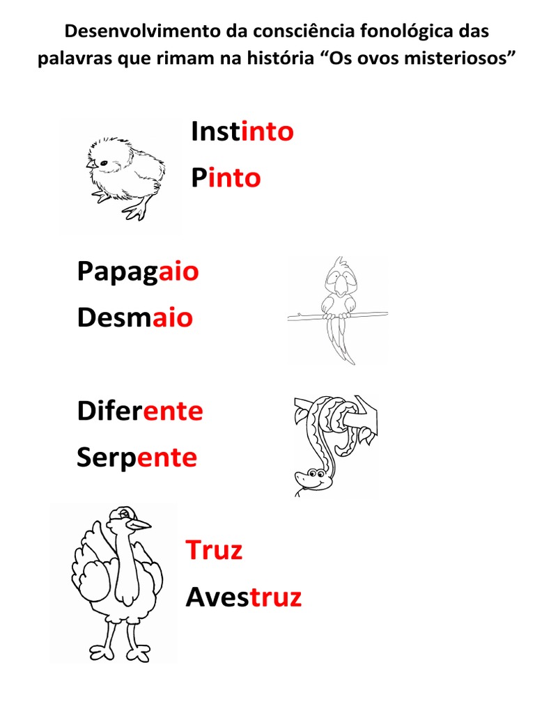 Desenvolvimento Da Consciência Fonológica Das Palavras Que Rimam Na ...