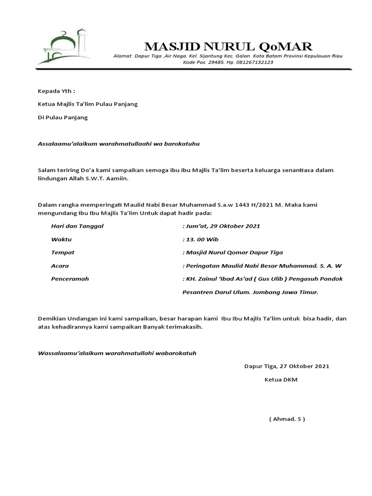 Undangan Majlis Ta'lim | PDF