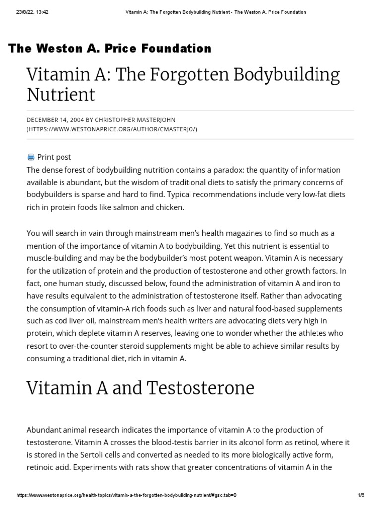 Vitamin A The Bodybuilding Nutrient The Weston A. Price