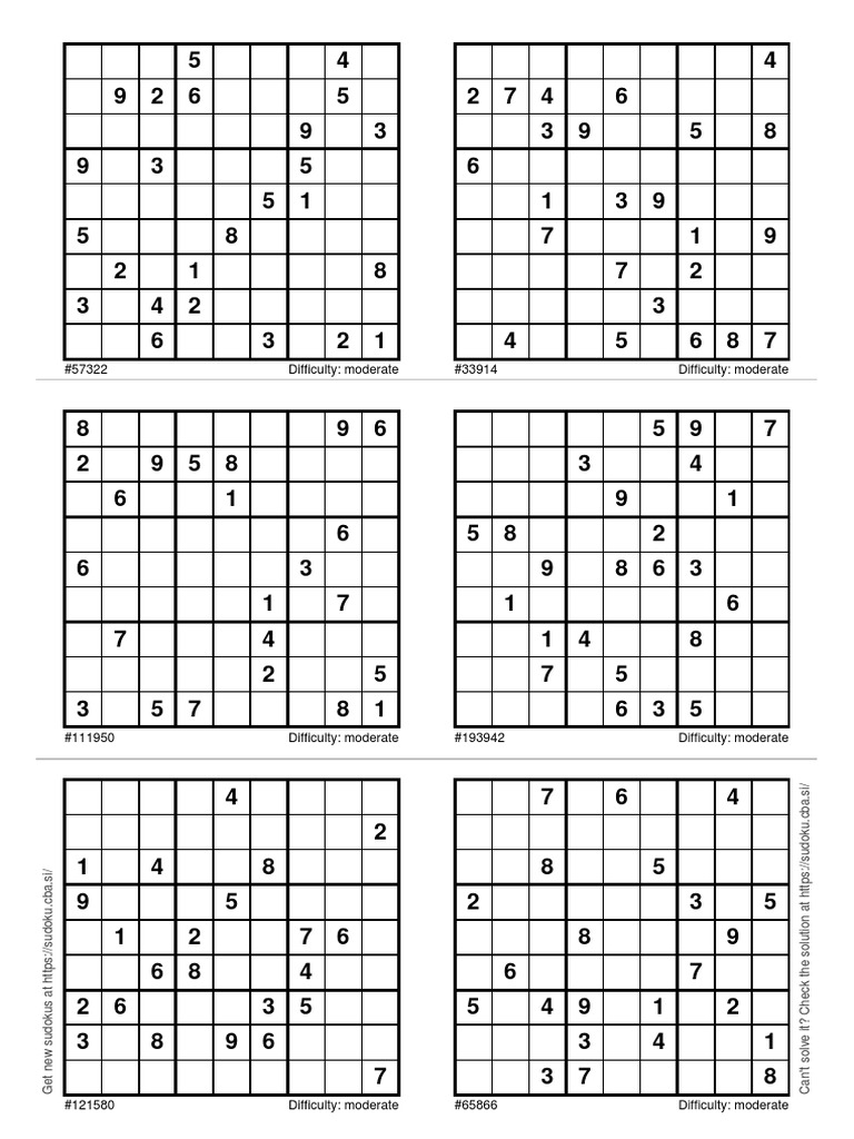 Moderate Sudoku 1 | PDF | Abstract Strategy Games | Design Of Experiments
