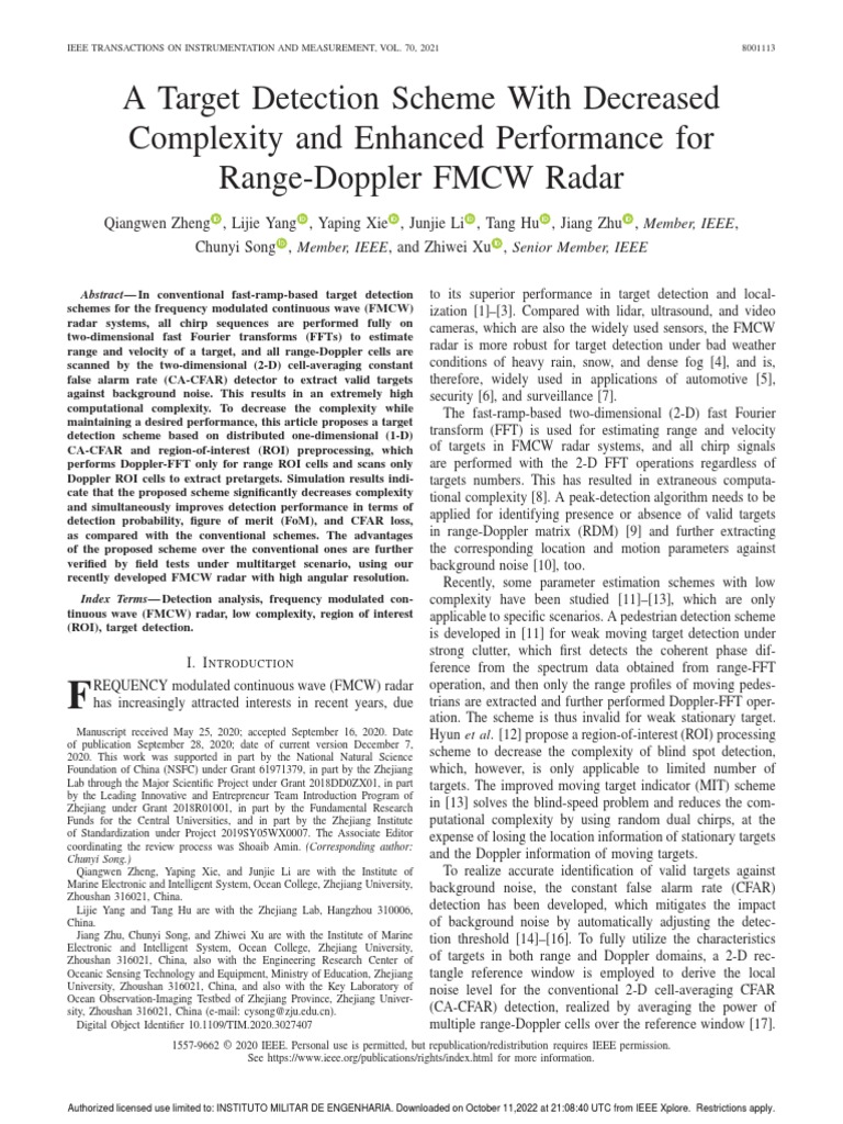 A Target Detection Scheme With Decreased Complexity and Enhanced ...