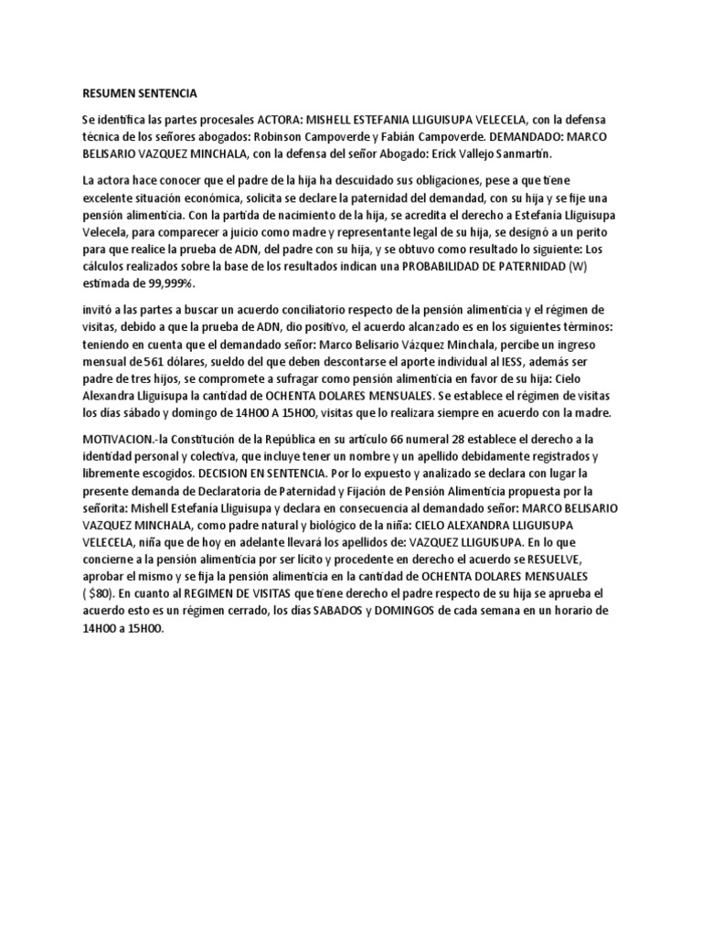 Resumen de Sentencia de Practicas | PDF | Pensión alimenticia | Gobierno