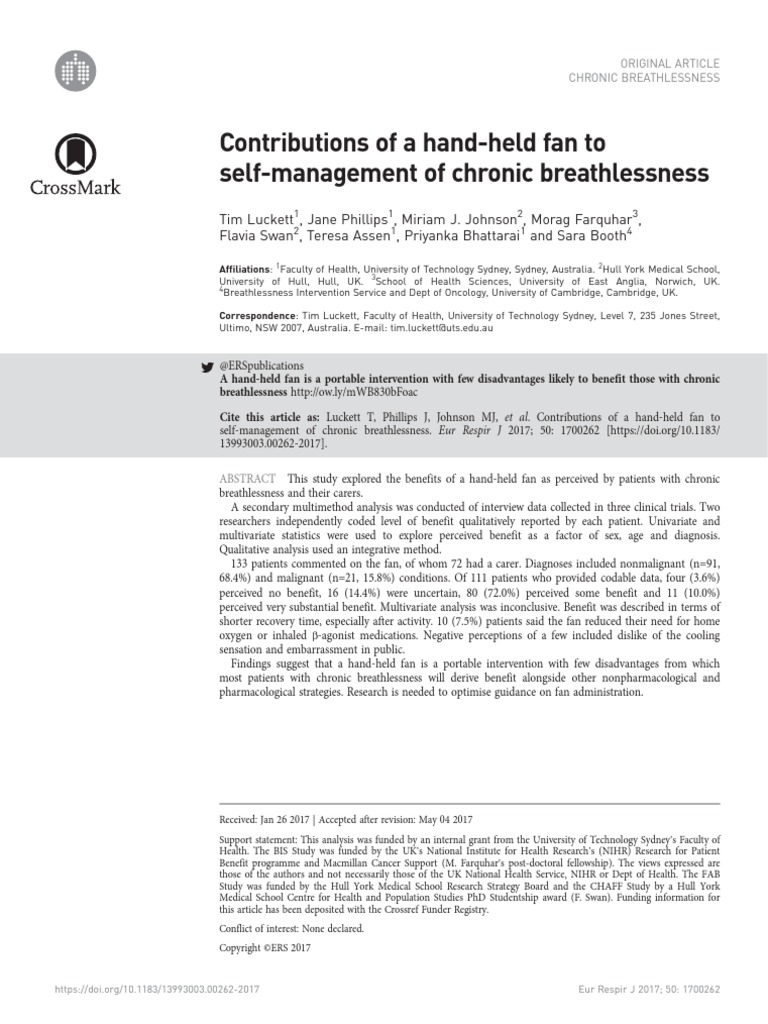 Contributions of A HandHeld Fan To SelfManagement of Chronic