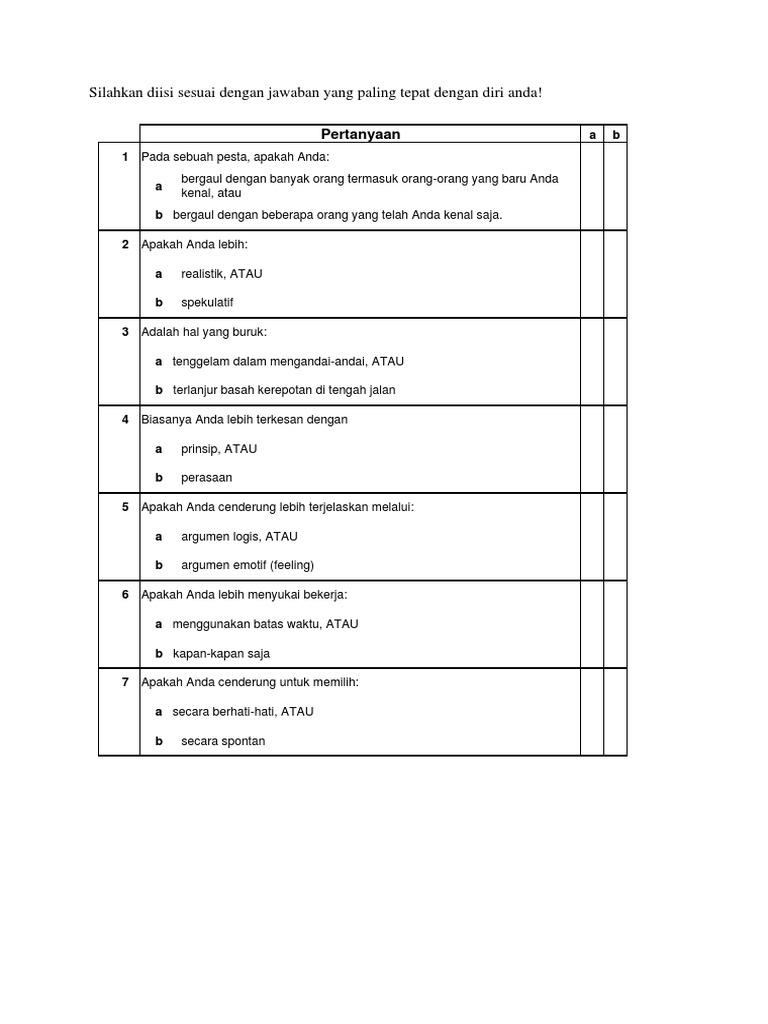 Kuesioner Kepribadian Sosial dan Emosional | PDF