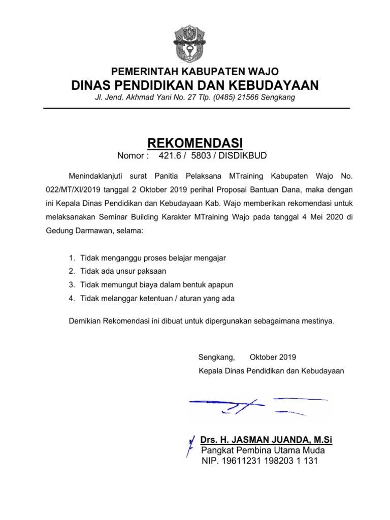 Rekomendasi Seminar MTraining Wajo 2020 | PDF